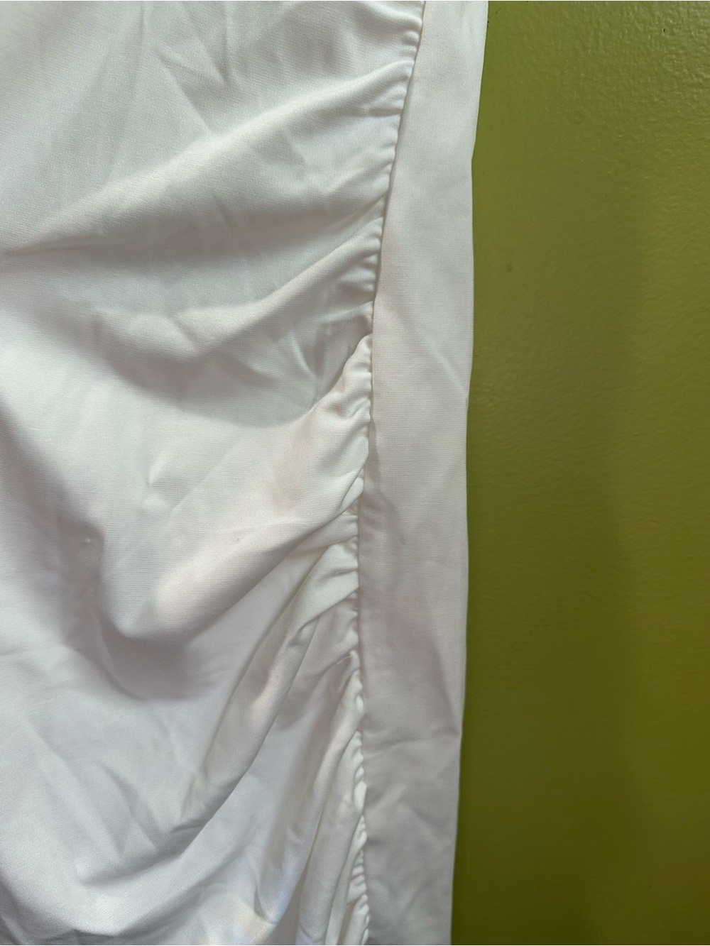 V-Neck Cream Ruched Mini Dress - Picture 6 of 11